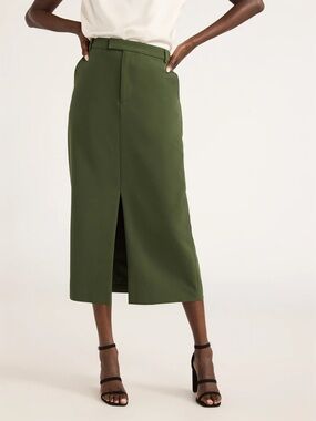 NWT Scoop Women’s Ultimate Crepe Front Slit MIDI Skirt size 16